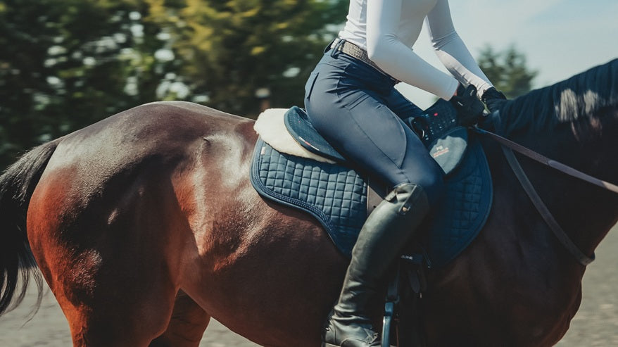 Balanced rider demonstrating rider biomechanics and close contact in a Total Contact Saddle