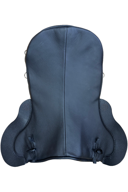 A view from above of the Total Contact Saddles premium black leather saddle seat